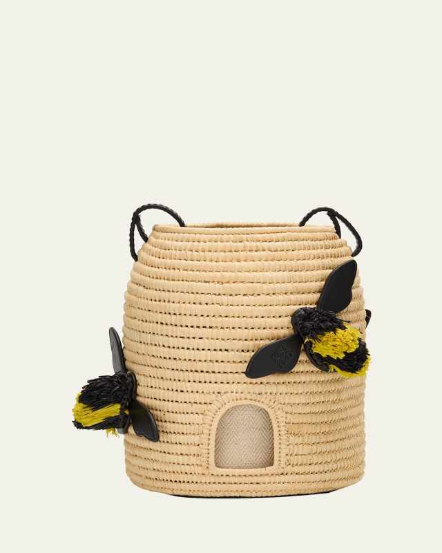 x Paula's Ibiza Beehive Basket Bucket Bag in Raffia